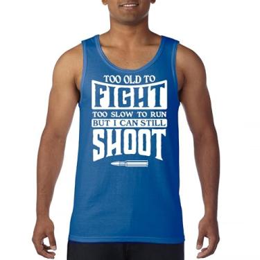 Imagem de Camiseta regata masculina Too Slow to Run But I Can Still Shoot 2nd Amendment Second Gun Rights Retired Veteran Patriotic, Azul, XXG