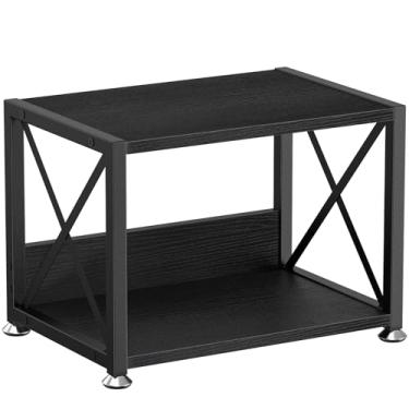 Imagem de Giikin Suporte de impressora de mesa com prateleiras de armazenamento de madeira de 2 níveis, organizador de mesa multiuso para fax, scanner, arquivos, livros, prateleira de impressora marrom rústica