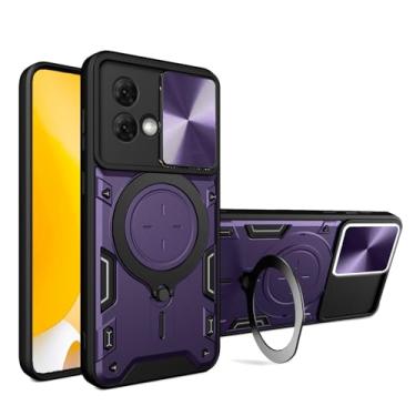 Imagem de Pzwoxukhov Capa compatível com Motorola Moto G84 5G, capa de suporte com lente de câmera deslizante compatível com Motorola Moto G84 5G capa roxa