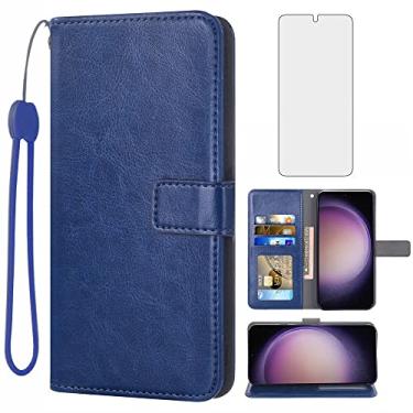 Imagem de Compatível com Samsung Galaxy S23 Plus 5G/S23+ 5G 2023, capa carteira de vidro temperado, suporte para cartão, acessórios de celular, capas para celular para Gaxaly S23 + 5G Galaxies S23plus mulheres