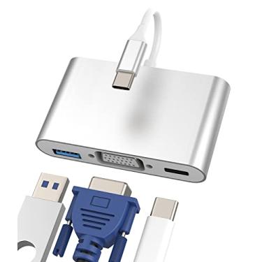 Imagem de Adaptador USB C para VGA USB-A tipo C (3 em 1) divisor de TV, conversor AV digital, cabo de carregador, cabo Thunderbolt OTG, projetor, monitor, tela de sincronização, mouse, MacBook, Apple IPhone15