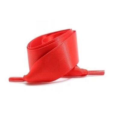 Imagem de Silk Satin Shoelaces Width Ribbon Flat Laces Women Boots Sneakers Shoelace Shoe Accessories (Color : Red, Size : 140cm)