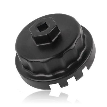 Imagem de Chave de filtro de óleo de 64 mm, ferramenta de remoção rápida de filtro de óleo de liga de alumínio compatível com Lexus Toyota Tundra RAV4 Camry Highlander Sienna 2,5L a 5,7L soquete de filtro de óleo de motores (preto)