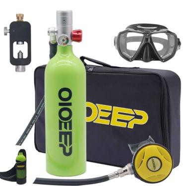Imagem de OIOEEP Mini tanque de mergulho com submáscara, kit de pulmões portátil de mergulho de 1L, sistema de respiração subaquática de 15 a 20 minutos para exploração subaquática, pacotes de mergulho