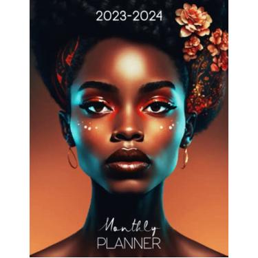 Imagem de Agenda mensal para meninas negras 2023-2024: grande dois anos mensalmente, organizador de agenda afro-americana de janeiro de 2023 a dezembro de 2024 (24 meses), 21 x 28 centímetros