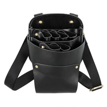 Imagem de Bolsa de tesouras de cabeleireiro, bolsa de couro para barbeiro, tesoura de cabeleireiro, coldre, bolsa de ferramentas de cabeleireiro com cinto de ombro na cintura