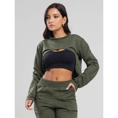 Imagem de Casaco Super Cropped Manga Longa Feminina Moda Casual-Feminino