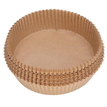 Imagem de Forros descartáveis para fritadeira a ar, 100 peças, antiaderentes, resistentes a óleo, forros de papel pergaminho, redondo, antiaderente, kit à prova de água, kit para assar, acessórios para