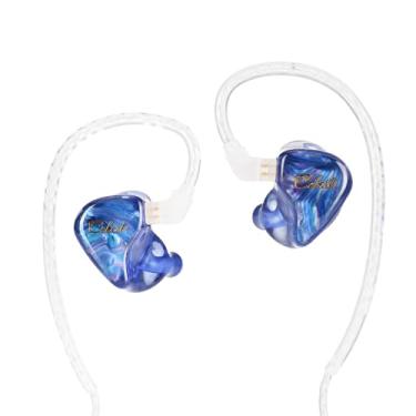 Imagem de HiFiGo Kinera Celest Wyvern Qing Fone de ouvido intra-auricular dinâmico de 10 mm, fones de ouvido com fio 1DD com design semi-personalizado impresso em 3D (azul, sem microfone)