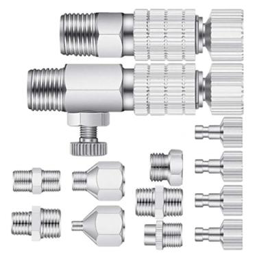 Imagem de Adaptador de aerógrafo de 15 peças, acopladores de desconexão de liberação rápida para compressor de ar, acessório de mangueira de aerografia