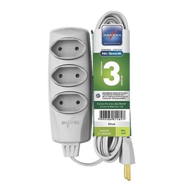Imagem de Extensão Daneva Noshock 90 PL 2X0,75 2P 10A Cinza 3m - DN1469