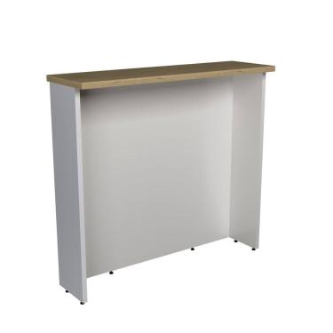 Imagem de Bancada Ilha 120cm Cozinha Sevilha Branco Ártico/Carvalho Marrom