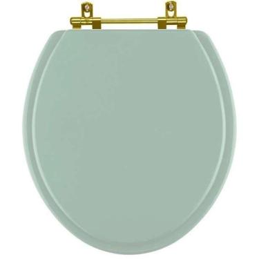 Imagem de Assento Sanitário Convencional Oval Universal Verde Claro com Ferragem Dourada