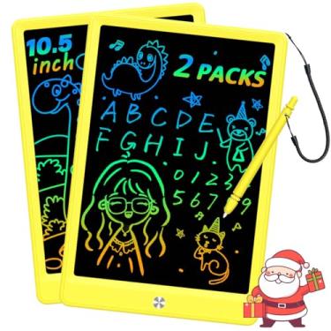 Imagem de BUKEBU Tabuleta de escrita LCD, bloco de desenho colorido, mesa de desenho eletrônico, blocos de desenho, presentes de viagem para crianças de 3, 4, 5, 6, 7 e 8 anos (26,7 cm, amarelo + amarelo)