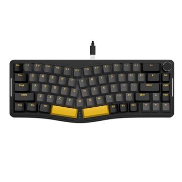 Imagem de ATTACK SHARK AKS068 Teclado mecânico para jogos com fio 65% Alice Layout Junta hot-swap com luz RGB VIA botão programável NKRO TKL AS Interruptor marrom pré-lubrificado para Win/Mac (preto)