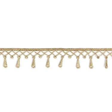 Imagem de Bordado de renda com franja dourada de 3,9 cm para costurar, faça você mesmo, fantasia artesanal (ouro #L99 (5 jardas))