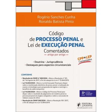 Imagem de Código De Processo Penal E Lei De Execução Penal Comentados Artigo Por Artigo (Cpp + Lep) - 2024