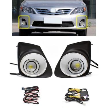 Imagem de ECAHAYAKU Farol de neblina de LED para para-choque dianteiro adequado para Toyota Corolla 2011-2013 LED DRL Luz de circulação diurna com luz de seta âmbar
