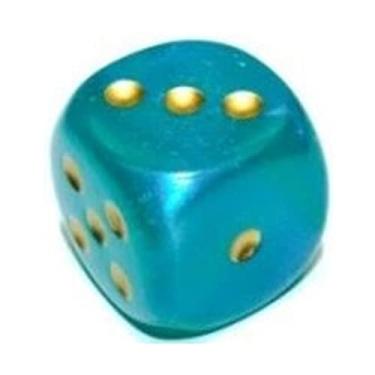 Imagem de Chessex Borealis 16 mm d6 Bloco luminário de dados azul-petróleo/dourado (12 dados) (27785), azul