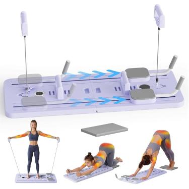 Imagem de Placa de treinamento de roda de rolo Ab com suporte de cotovelo, placa abdominal de rebote automático Core Trainer Máquina de exercício Ab Equipamento de treino doméstico, roxo