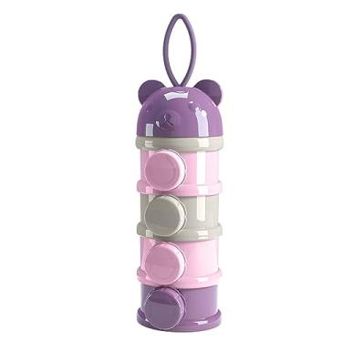 Imagem de Dispensador de Fórmula para Bebês Com Recipiente Dispensador de Leite Em pó 4 Camadas Empilhável Recipiente Portátil de Leite Em pó de Grande Capacidade para Viajar (PURPLE)