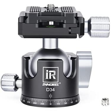 Imagem de INNOREL Cabeça esférica de tripé de perfil baixo D34 de 34 mm profissional todo em metal CNC Panorâmica para monopé, câmeras DSLR, filmadora, DV com placa de liberação rápida Arca Swiss de 1/10.2 cm,