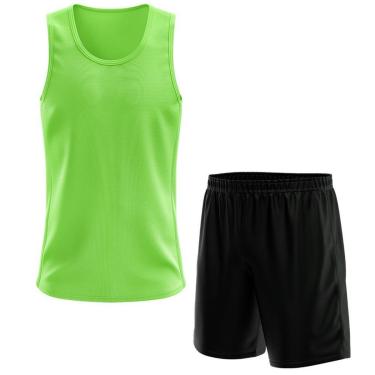 Imagem de Kit Calção Short Futebol Basquete Preto + Regata Masculina Lisa Básica Dry-Masculino