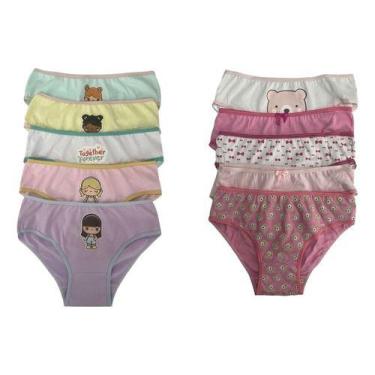 Imagem de Kit 05 Calcinhas Femininas Infantil Algodao Super Premium confortáveis