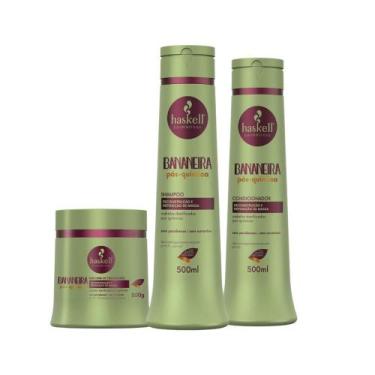 Imagem de Kit Shampoo Condicionador e Máscara Bananeira Pós Química Cabelos Dani