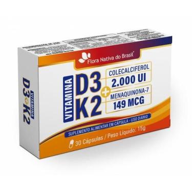 Imagem de VITAMINAS K2 Menaquinona + D3 Colecalciferol  D3 + K2 30CAPS (2000UI D