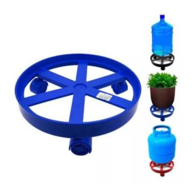Imagem de Suporte Para Botijão De Gás / Vasos / Com Rodinha 55kg Azul - QUALITY