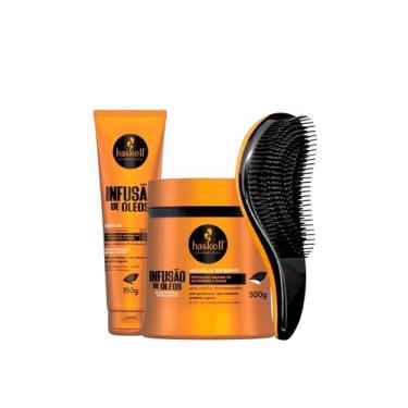 Imagem de Kit Haskell Infusão De Óleos 500ml Máscara Leave In +Escova