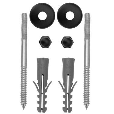 Imagem de Kit Parafuso Inox Black/Preto 8Mm Fixação Vaso Sanitário - Modelar