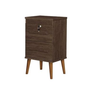 Imagem de Mesa de Cabeceira Estilo Retrô 2 gavetas com Fechaduras em Aço Cor Tek