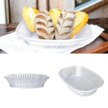 Imagem de Cesto Porta Pão Oval Cristal Decorada Trança Para Alimentos - KEITA