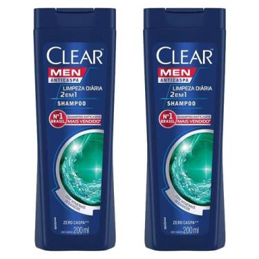 Imagem de Kit 2 Shampoos Clear Men Anticaspa Limpeza Diária 2 Em 1 400ml
