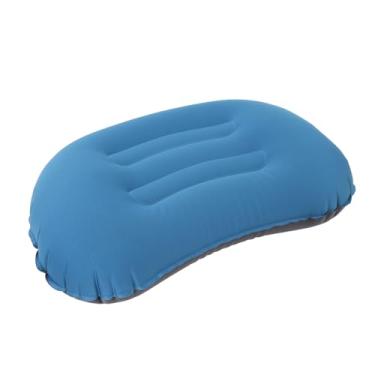 Imagem de Almofada Inflável, Almofada de Suporte Portátil Dobrável, Almofada de Suporte Lombar Portátil Leve Com Firmeza Ajustável para Conforto Em Aviões, Trens, Escritórios, Viagens (Azul)