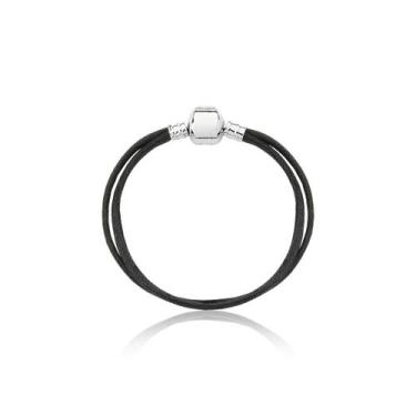Imagem de Pulseira Infantil Cordão Preto com Revestimento Prata - VL ACCESSOIRES