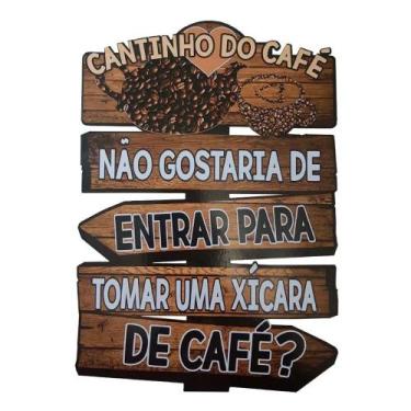 Imagem de Placa Decorativa de Parede em Madeira Coffe - Cantinho do Café - Retro