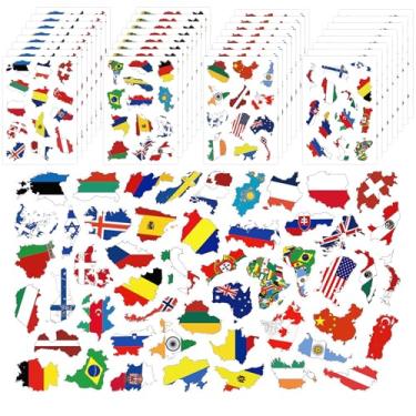 Imagem de 32 folhas de adesivos de bandeira do país para decoração, mais de 400 peças de adesivos de bandeira do mundo para scrapbooking, impermeável, adesivo de viagem pelo mundo, adesivo country para garrafas
