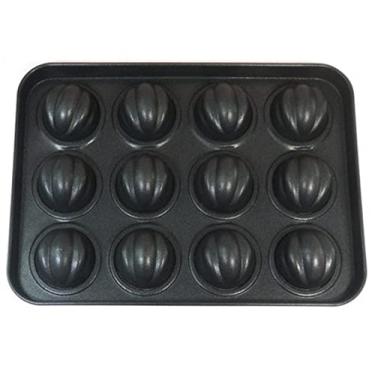 Imagem de PALPLUS Formas de nozes para assar forma de bolo com 12 cavidades molde antiaderente para assar no forno, champanhe, dourado, para decoração de panificação