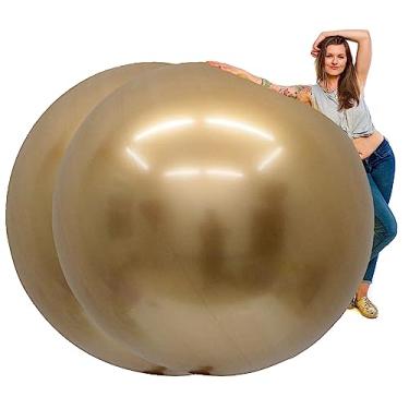 Imagem de TILCO BALLOONS | Pacote com 2 balões gigantes dourados jumbo de 182 cm | Pronto para inflar com ar, hélio ou encher com água | Decore seu aniversário, formaturas, eventos ou casamentos | Balão para entrar
