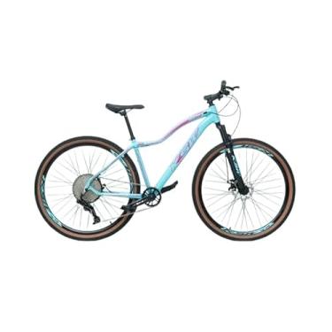Imagem de Bicicleta Bike Aro 29 KSW 12V Feminina Alumínio MTB K7 11x52 Dentes -Cabeamento Superior Interno (Tiffany Chiclete Brilho, 17)