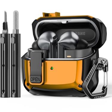 Imagem de Polislime Compatível com Samsung Galaxy Buds 3 e capa para Galaxy Buds 3 Pro, design de proteção rígida à prova de choque, com clipe de bloqueio seguro e kit de limpeza