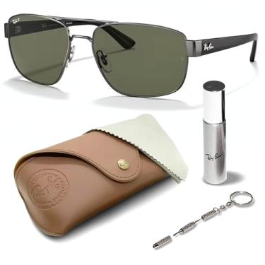 Imagem de Ray-Ban RB3663 Óculos de sol quadrados redondos para homens e mulheres com kit oficial RAYBAN Eyewear, Armação de bronze polido | Lente verde G-15 polarizada, 60 mm