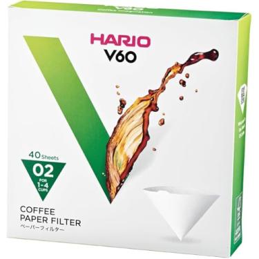 Imagem de Filtro de Papel para Coador de Café V60, Hario, Branco, Tamanho 02, Caixa com 40
