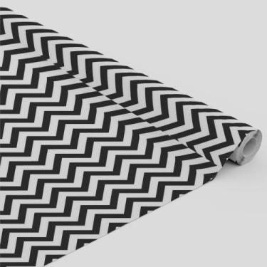 Imagem de Tecido Oxford Estampado Chevron Branco e Preto - 1,40m - Core Decore
