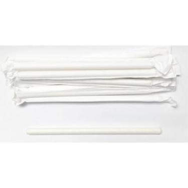 Imagem de Canudo de Papel Branco Jumbo Embalados um a um 10mm Cx c/ 1000un Glu G