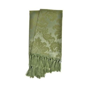 Imagem de Manta para sofá em Tecido Jacquard Verde Musgo Medalhão Tradicional - 