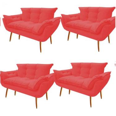 Imagem de Kit 04 Namoradeira  Decorativa  Opala Pés Palito em Madeira 2 Lugares 